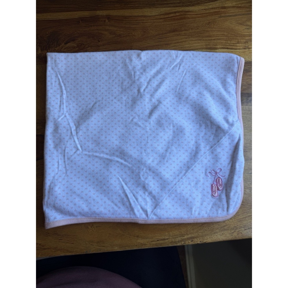 Little Me Ballet Slipper Baby Blanket Pink White Hearts Dance Pointe Shoes Lovey